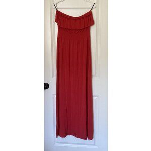 EUC Lightweight Red Strapless Maxi Dress